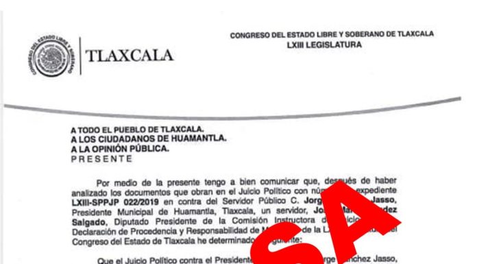 JUICIO POLÍTICO CONTRA ALCALDE DE HUAMANTLA SIGUE EN PIE: CONGRESO DE TLAXCALA