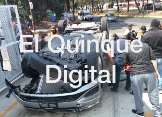 Aparatosa volcadura en la capital de Tlaxcala