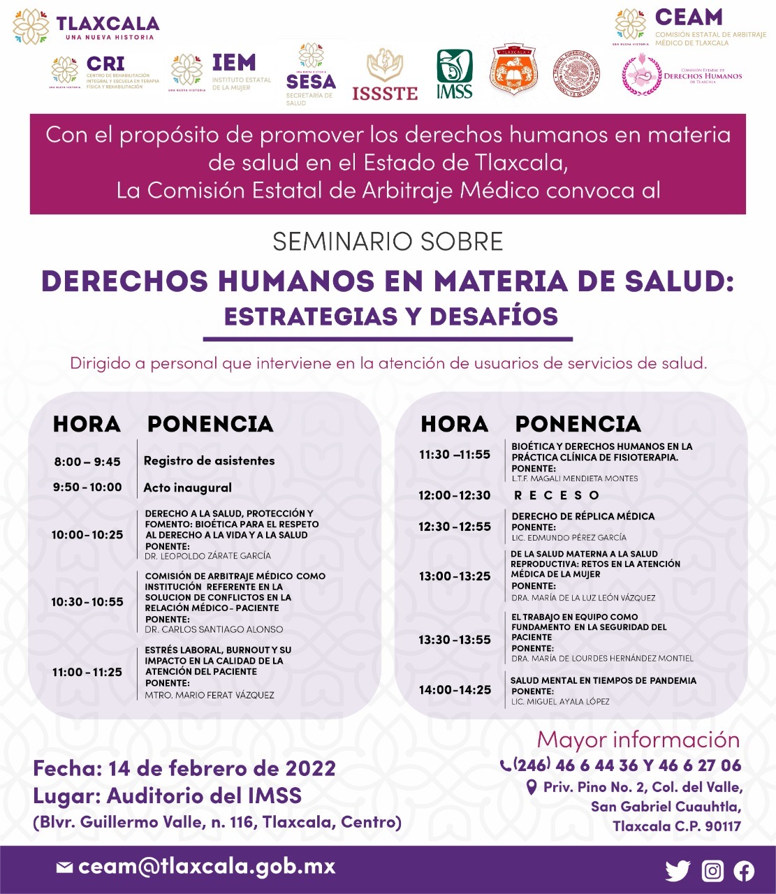 COORDINARÁ CEAM SEMINARIO PARA PROMOVER LOS DERECHOS HUMANOS EN MATERIA DE SALUD
