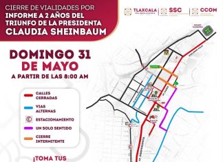 AJUSTES VIALES TEMPORALES EN EL CENTRO DE TLAXCALA POR INFORME PRESIDENCIAL